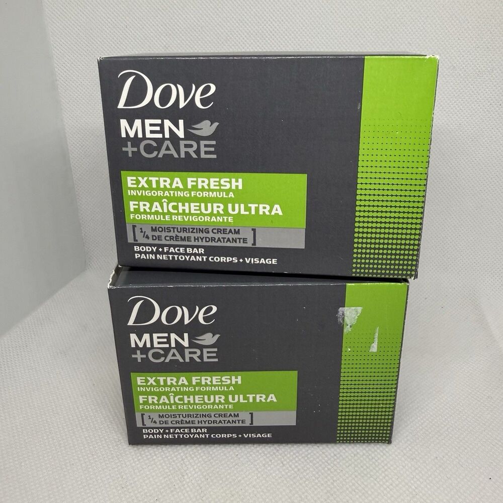 DOVE MEN + CARE Extra Fresh Cleanser  Body Face 3.75 oz New 2 Bars